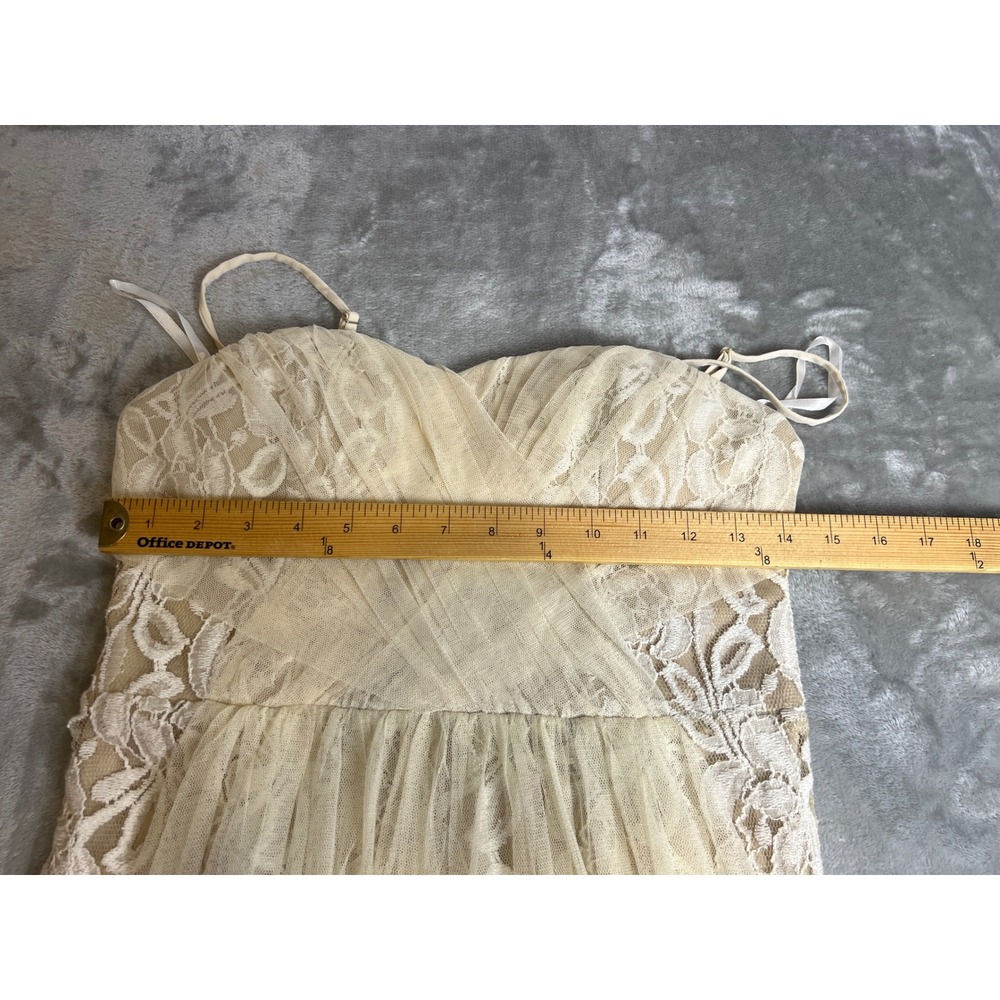 Ark & Co Ivory Lace Tulle Sweetheart Mini Dress Sz M Boho Bridal Cocktail - Picture 10 of 16